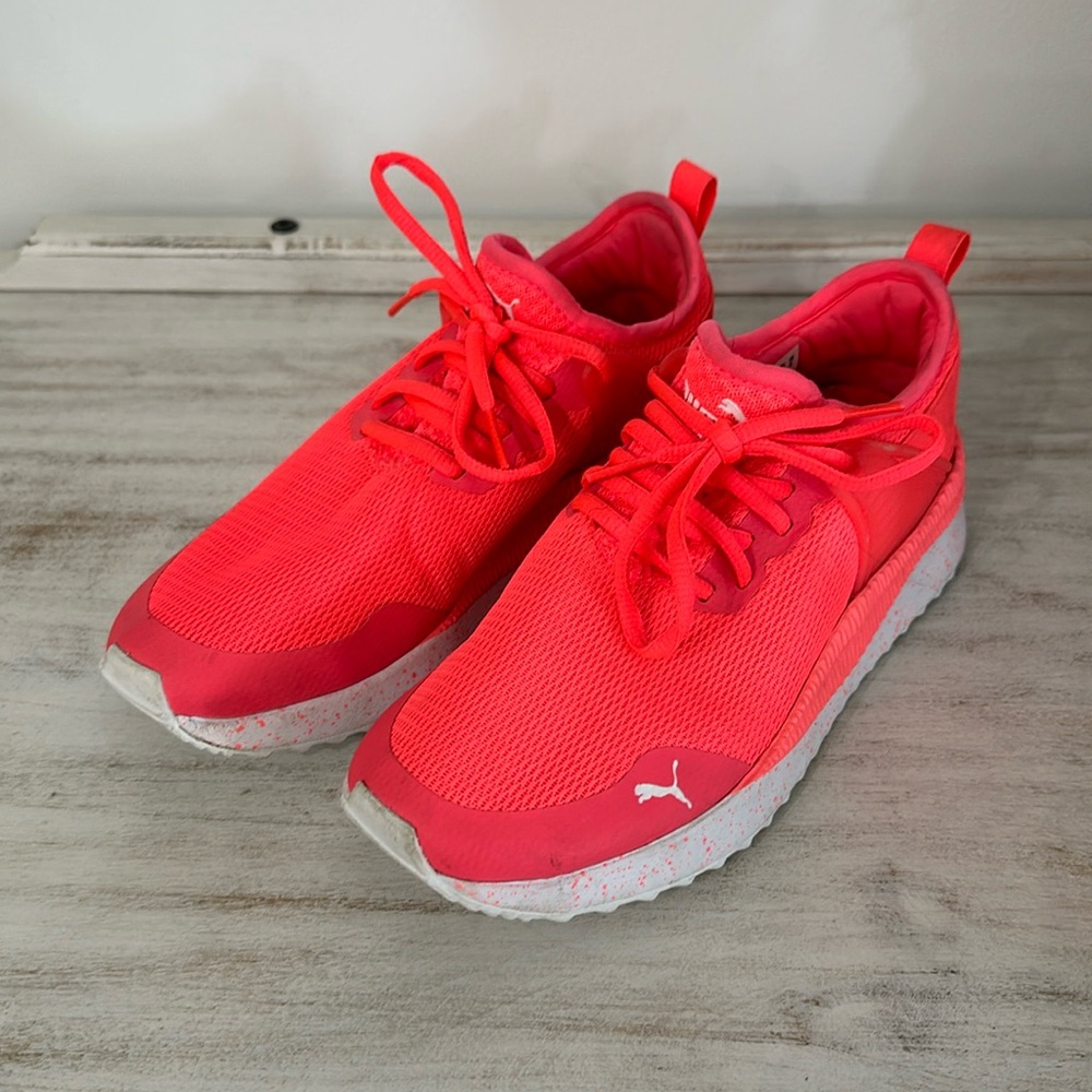 Neon pink orange Puma soft foam sneakers size 6